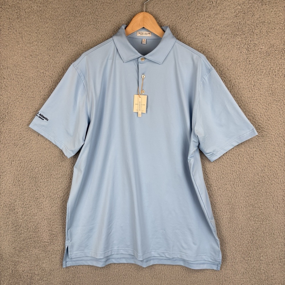 NEW Peter Millar Summer Comfort Polo Shirt Mens XL Cottage Light Blue Golf *Logo